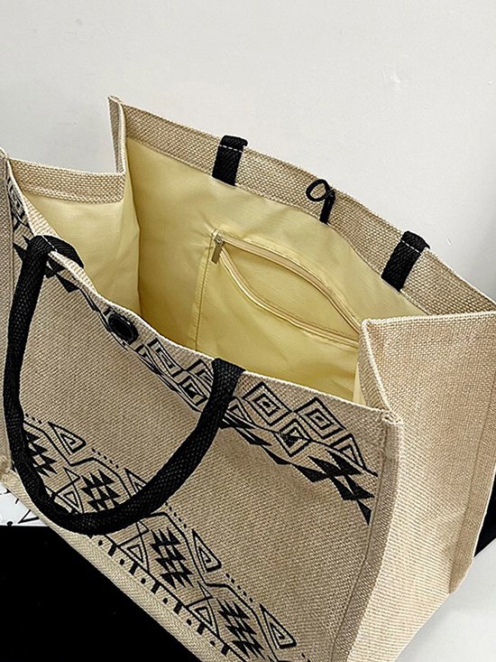 Casual Ethnic Pattern Straw Shoulder Bag Handbag Vacation Beach Women