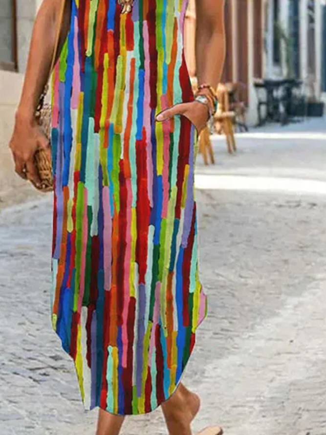 Crew Neck Ombre Casual Dress