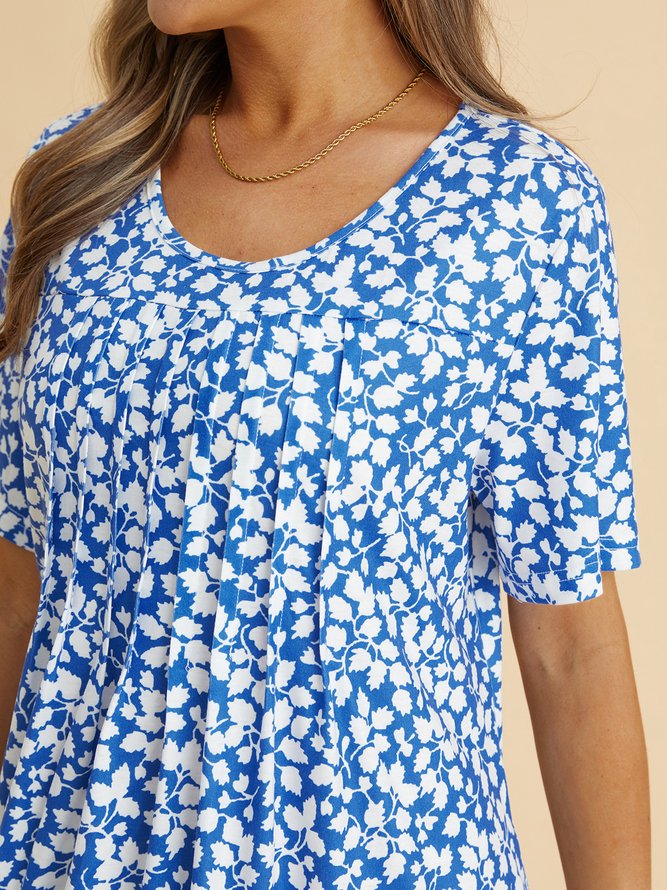 Ditsy Floral Leaves Casual Dress