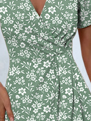 Boho Regular Fit V Neck Ditsy Floral Dress