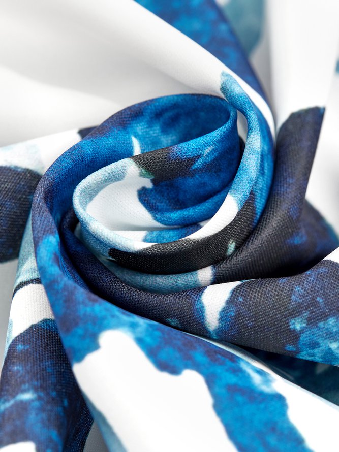 White Cotton Round Neck Patchwork Casual Weaving Dress