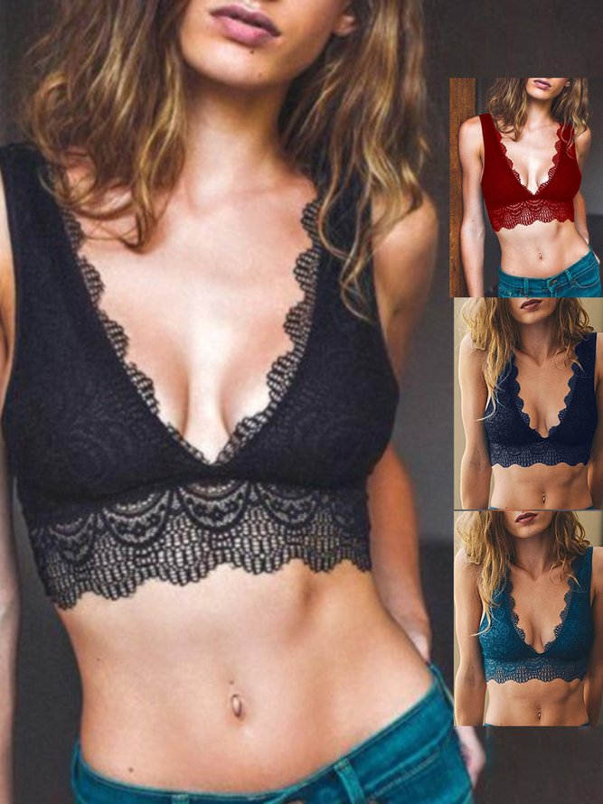 Lace Floral Deep V Bra & Bralette
