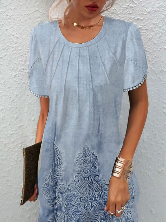 Crew Neck Ethnic Casual Loose Dress