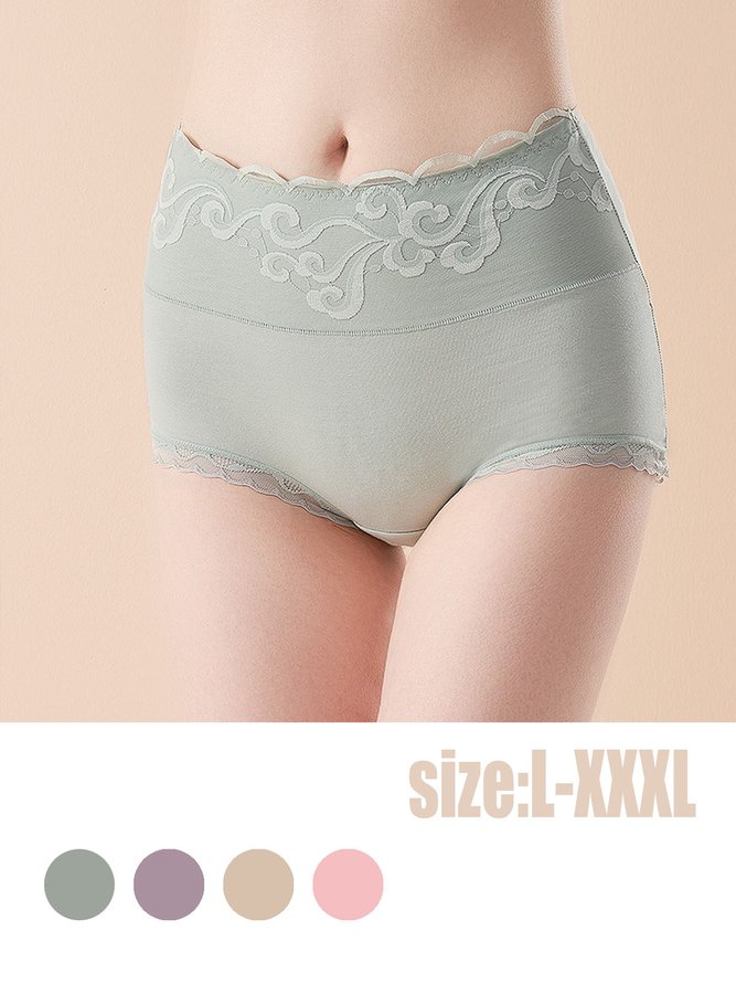 Breathable Lace Cotton High-Rise Briefs