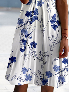 Vacation Floral Lace V Neck Prom Dress