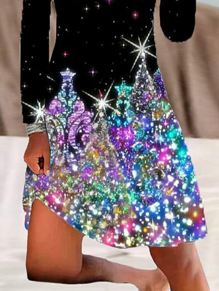 Casual Loose Psychedelic Art V Neck Dress