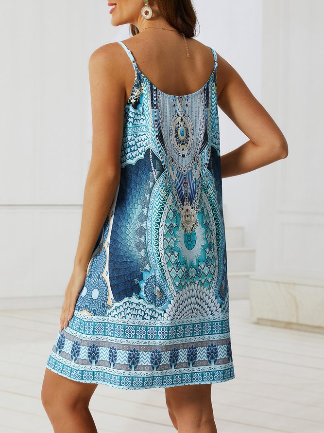 Sleeveless A-Line Tribal Weaving Dress