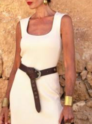 Plain Regular Fit Square Neck Casual Dress