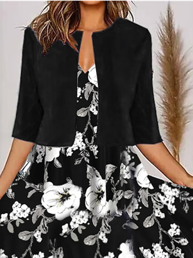 Floral Elegant V Neck Loose Two-Piece Set