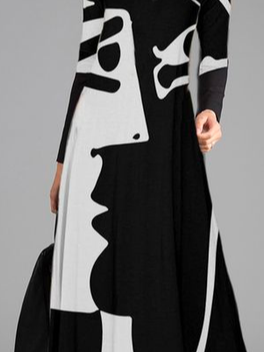 Color Block Casual V Neck Dress