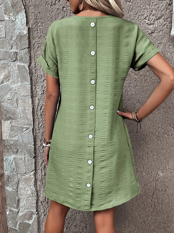 Vacation Linen V Neck Loose Dress