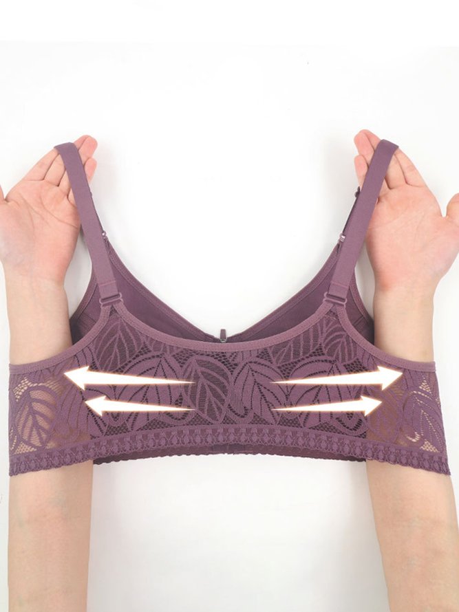 Lace Push Up Zip Front Wireless Bra