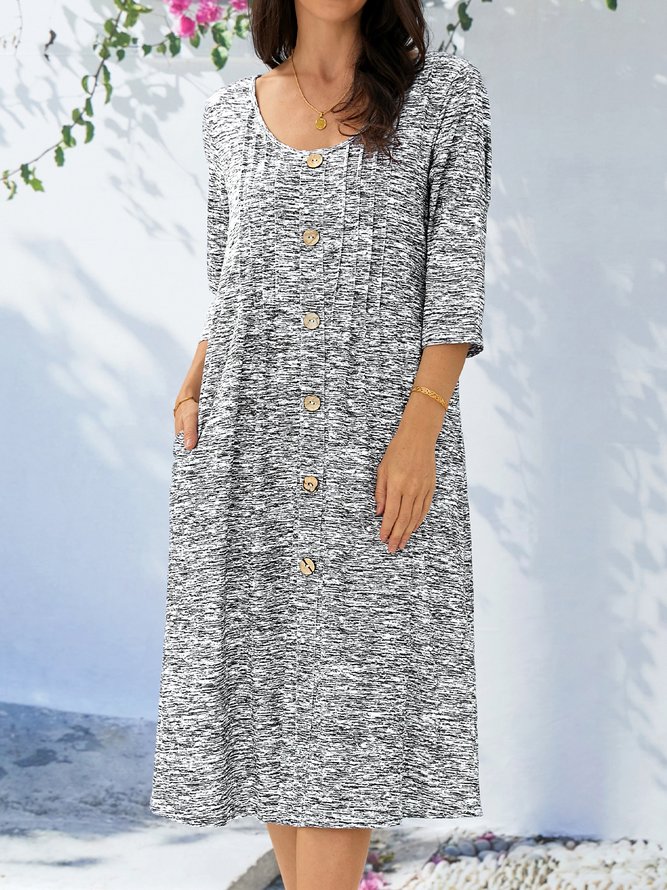 V Neck Plain Regular Fit Casual Dress