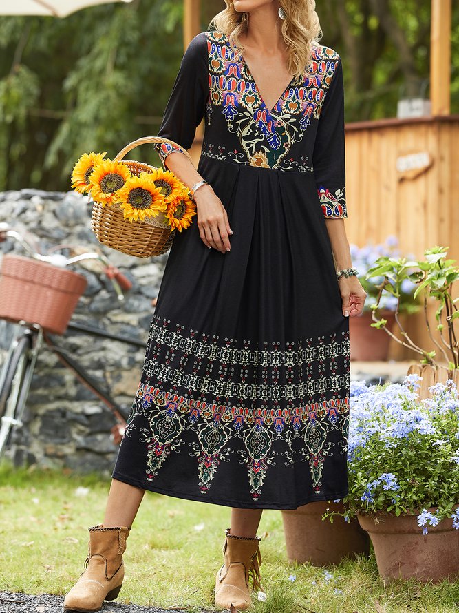 Regular Fit Casual Geometric Dress