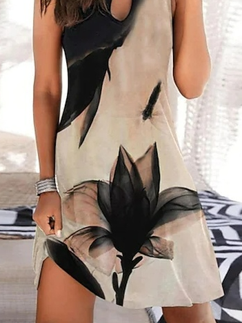 Floral Loose Casual Crew Neck Dress