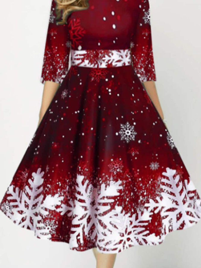 Crew Neck Casual Christmas Regular Fit Dress