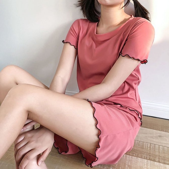 Breathable and comfortable plain wood ear pajamas set