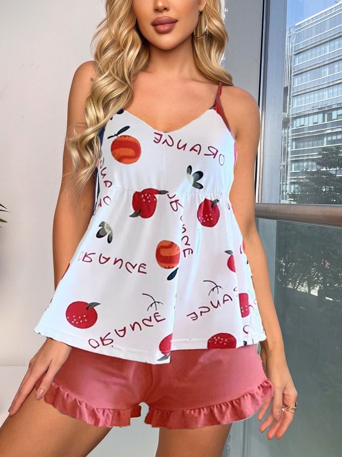Fruit-Print Casual Pajama Set