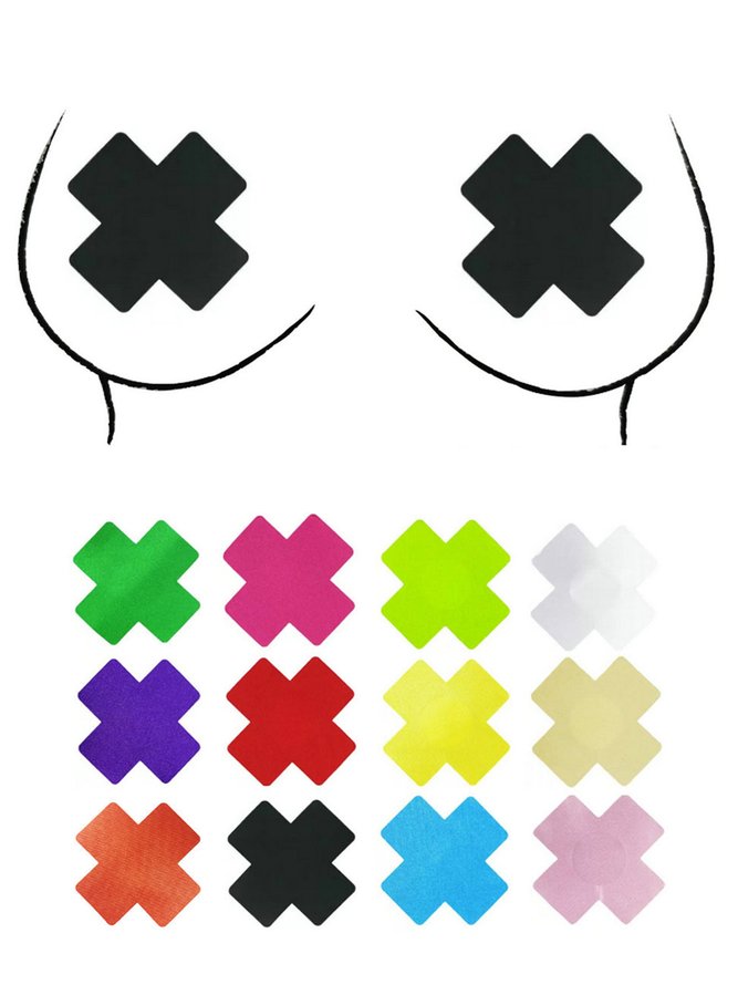 Multicolor Satin Disposable Cross Nipples