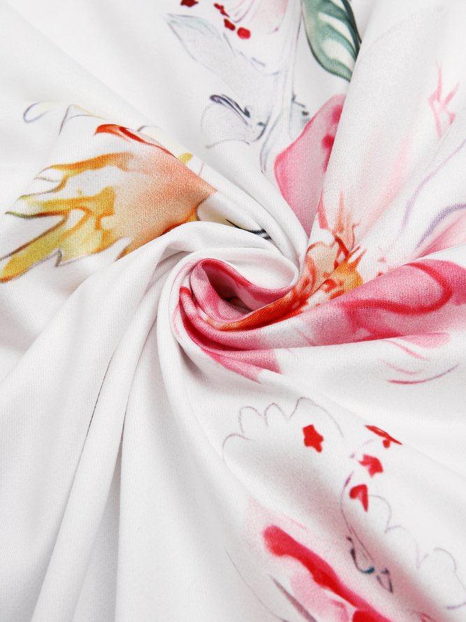 Women's A Line Dress Midi Dress Half Sleeve Floral Ruched Print Spring Summer V Neck Casual Modern