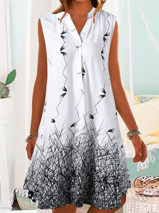 Casual V Neck Geometric Loose Dress