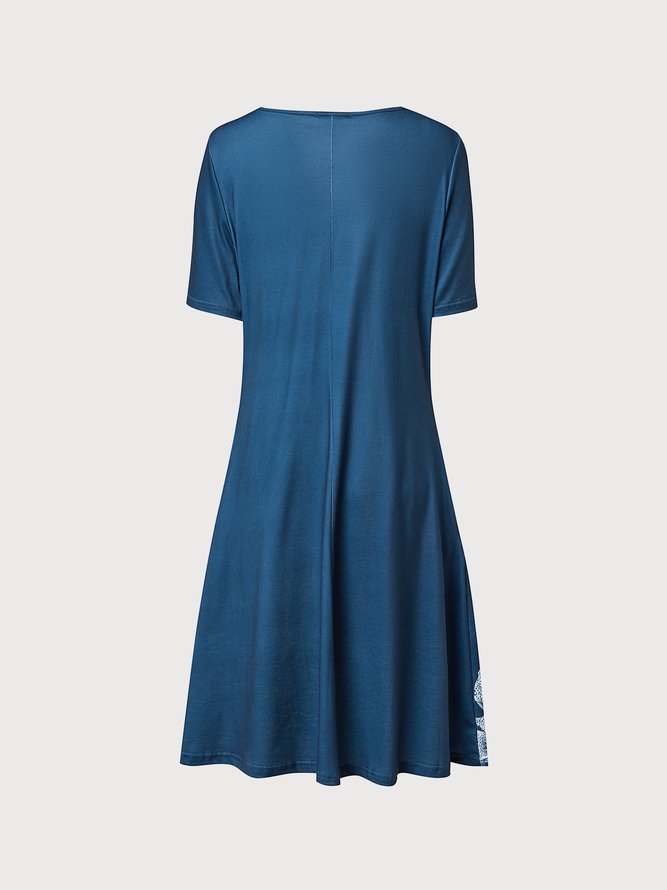 Crew Neck Floral Printed Casual Midi Dresses