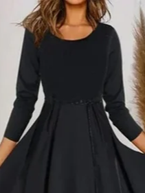 Plain Casual Crew Neck Cotton-Blend Prom Dress
