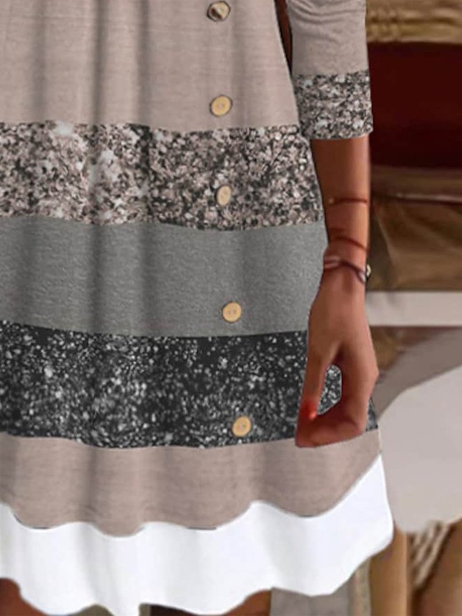 Crew Neck Striped Casual Regular Fit Dress