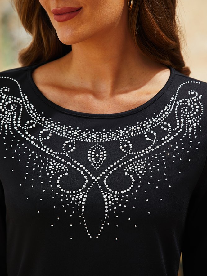 Plain Casual Regular Fit Hot Drilling Dress