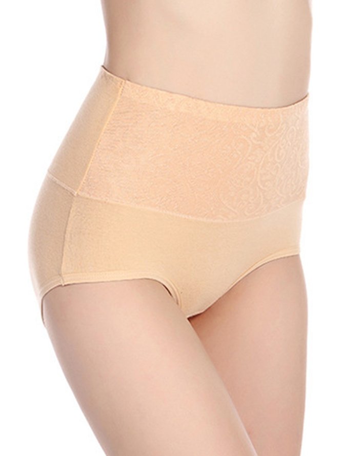 Jacquard Cotton Breathable High Waist Briefs