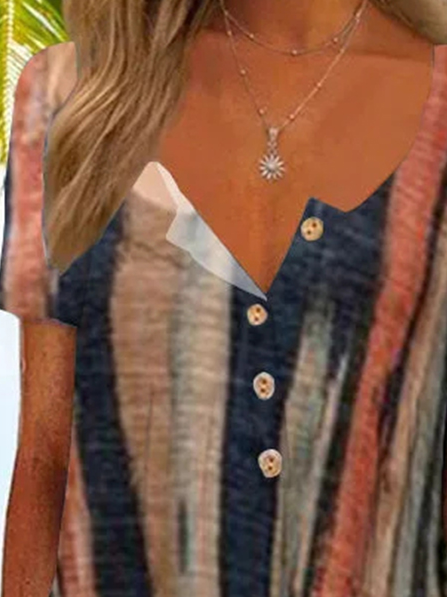 Casual Buttoned Notched Dress