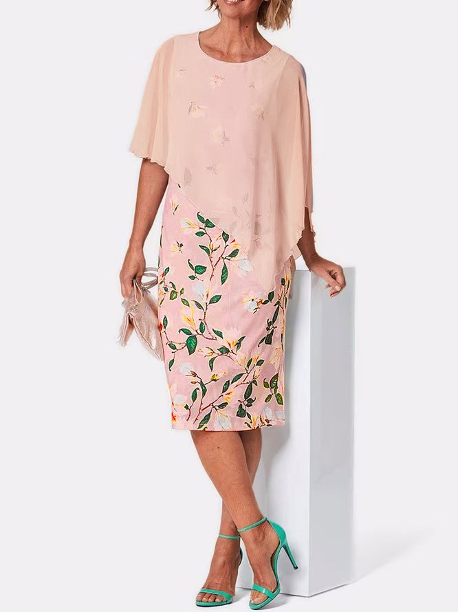 Chiffon Elegant Crew Neck Loose Dress