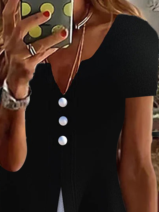 Casual Loose Color Block Mock Two-Piece Dress