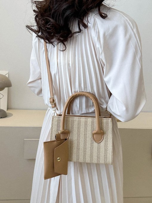 Casual Straw Crossbody Bag Women Vacation Beach Boho