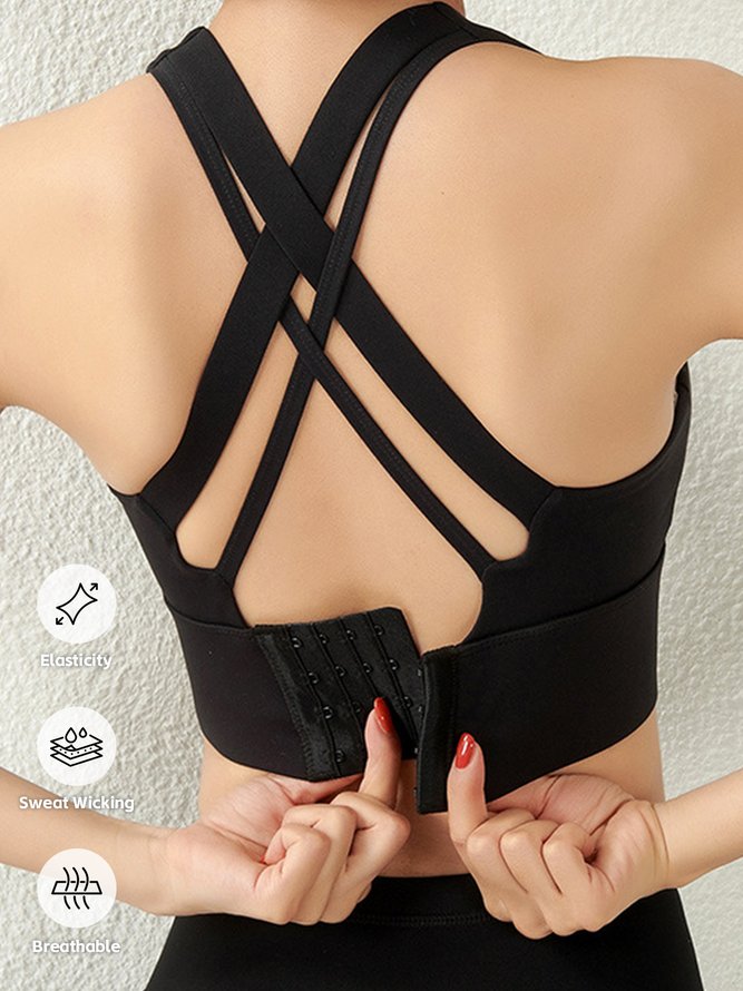 Jersey Plain Sports Sports Bra