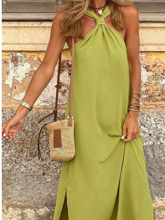 Halter Plain Casual Loose Summer Dress