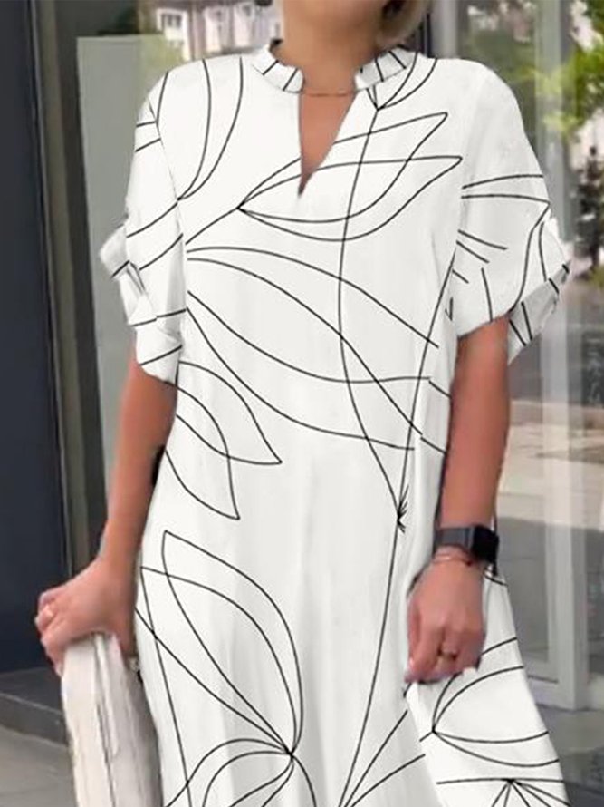 Women's Shift Dress Maxi Dress half Sleeve Spring Summer V Neck Casual Dress