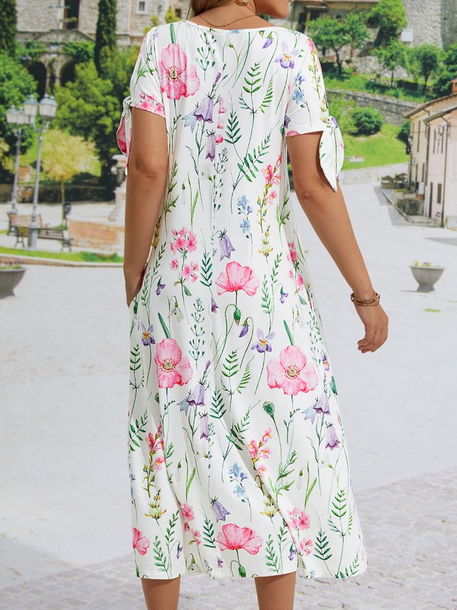 Floral Casual Cotton-Blend Dress