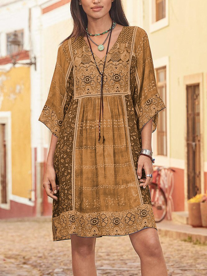 Jacquard V Neck Going Out Cotton Mini Dress