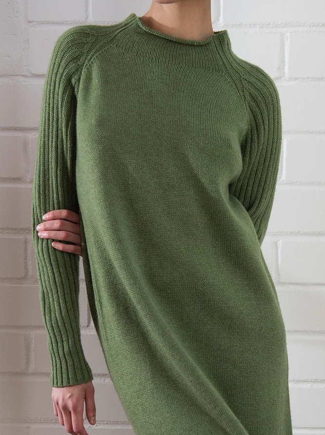 Crew Neck Plain Loose Dress