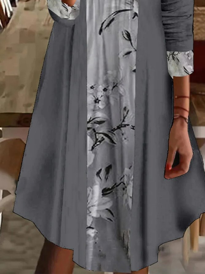 Casual Floral Regular Fit V Neck Two-Piece Set