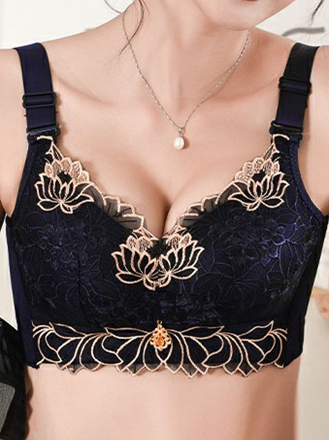 Soft Comfortable Lace Push Up Adjustable Wireless Bra