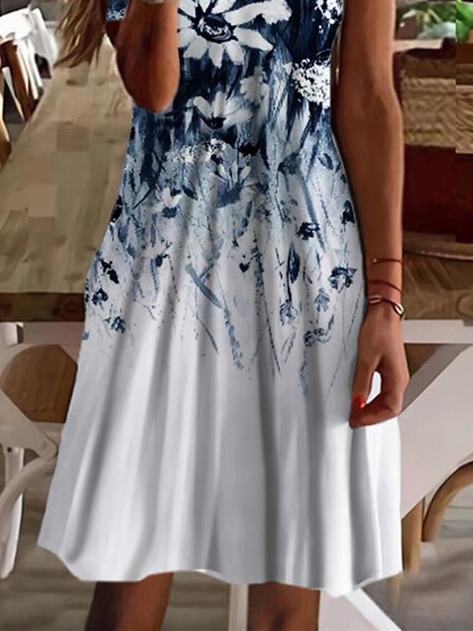 Floral Casual V Neck Dress