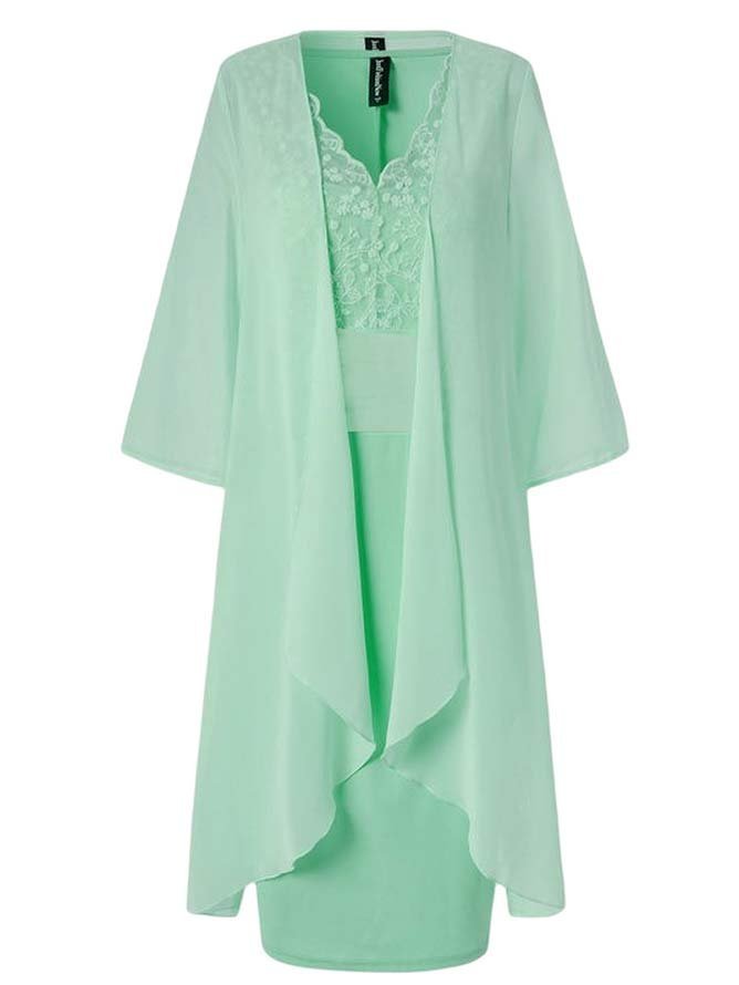 Charming Two Pieces Lace Mother of the Bride Groom Wedding Guest Formal Dress With Cardigan