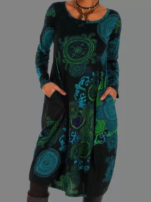 Striped Long Sleeve Casual Knitting Dress