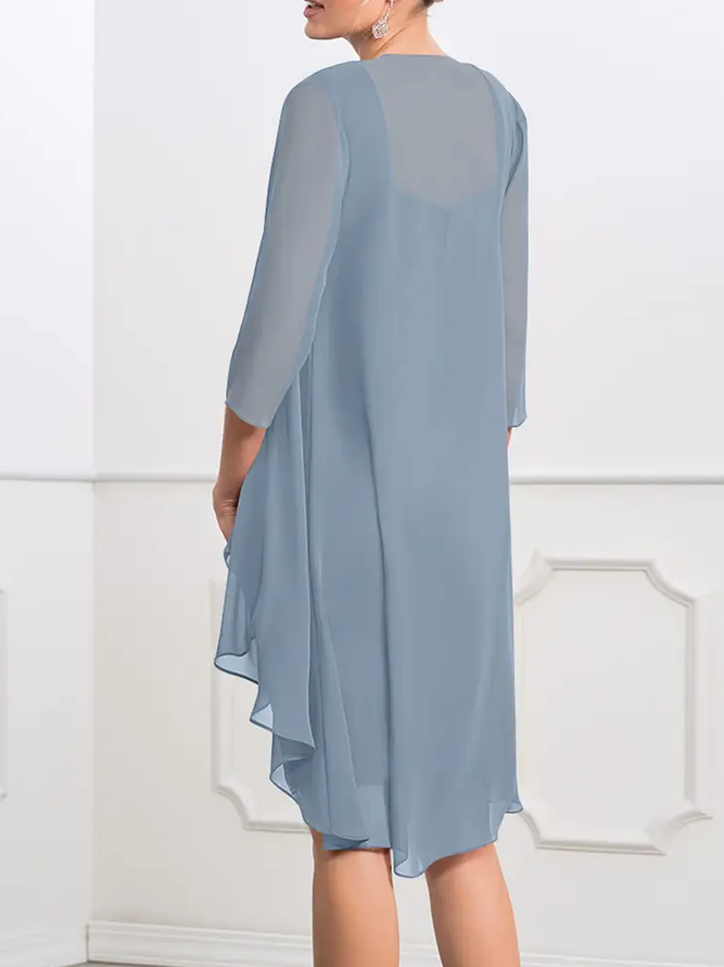 Square Neck Urban Lace MOTHER OF THE BRIDE Two Piece Set Dress with Cardigan