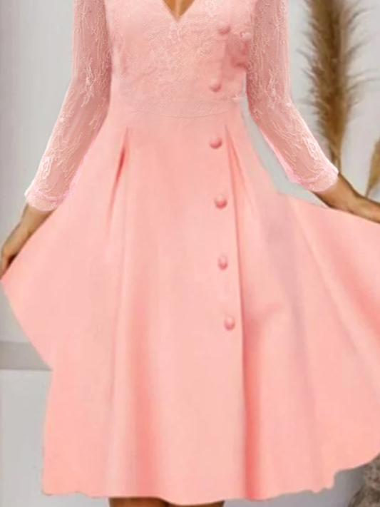 V Neck Regular Fit Elegant Dress