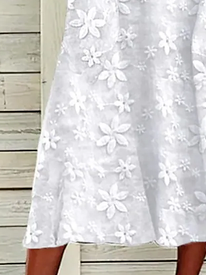 V Neck Lace Linen Lace Dress