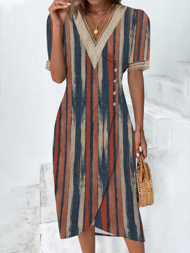 Casual V Neck Loose Jersey Dress