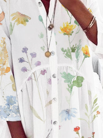 Stand Collar Floral Casual Dress